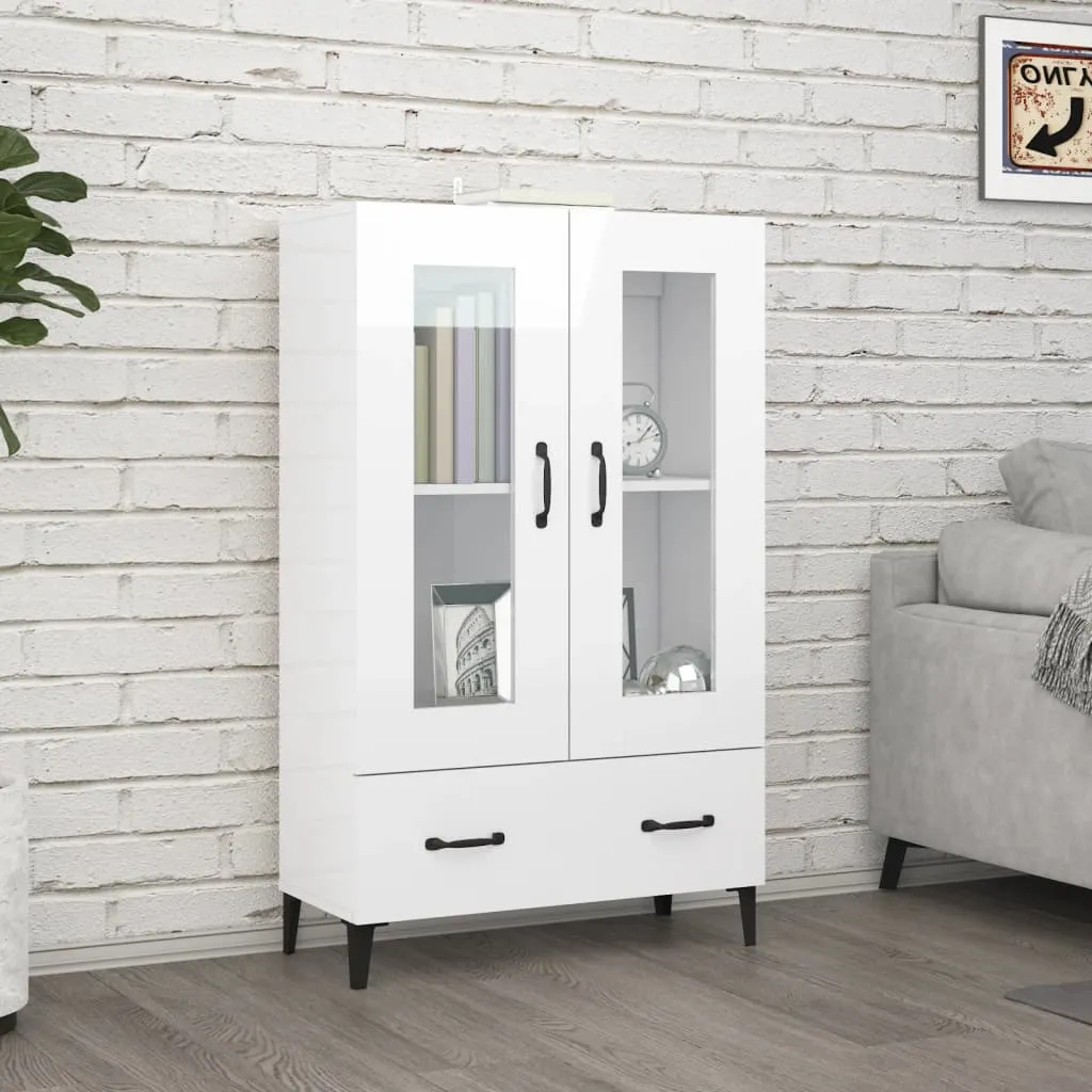 vidaXL Credenza Bianco Lucido 70x31x115 cm in Legno Multistrato