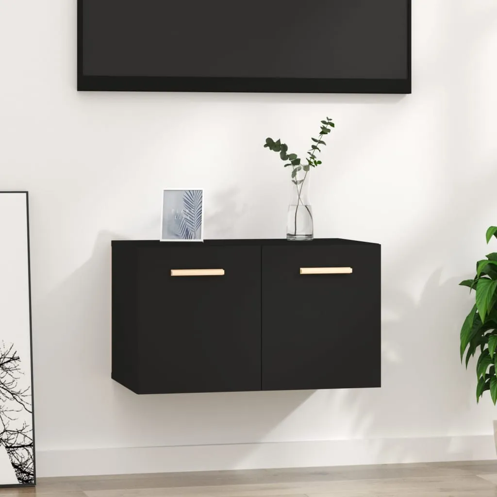 vidaXL Mobile a Parete Nero 60x36,5x35 cm in Legno Multistrato