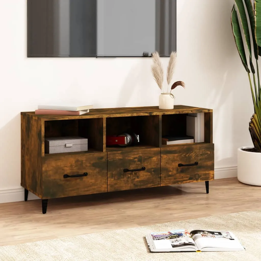 vidaXL Mobile TV Rovere Fumo 102x35x50 cm in Legno Multistrato