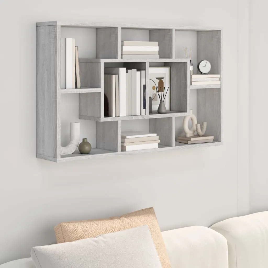 vidaXL Mensola a Muro Grigio Sonoma 85x16x52,5 cm in Legno Multistrato