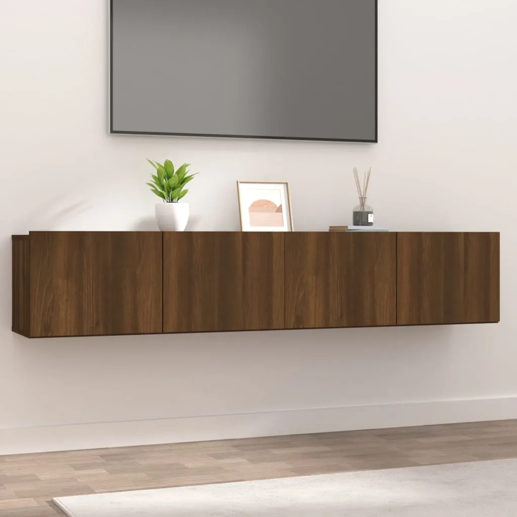 vidaXL Mobili Porta TV 2pz Rovere Marrone 80x30x30cm Legno Multistrato