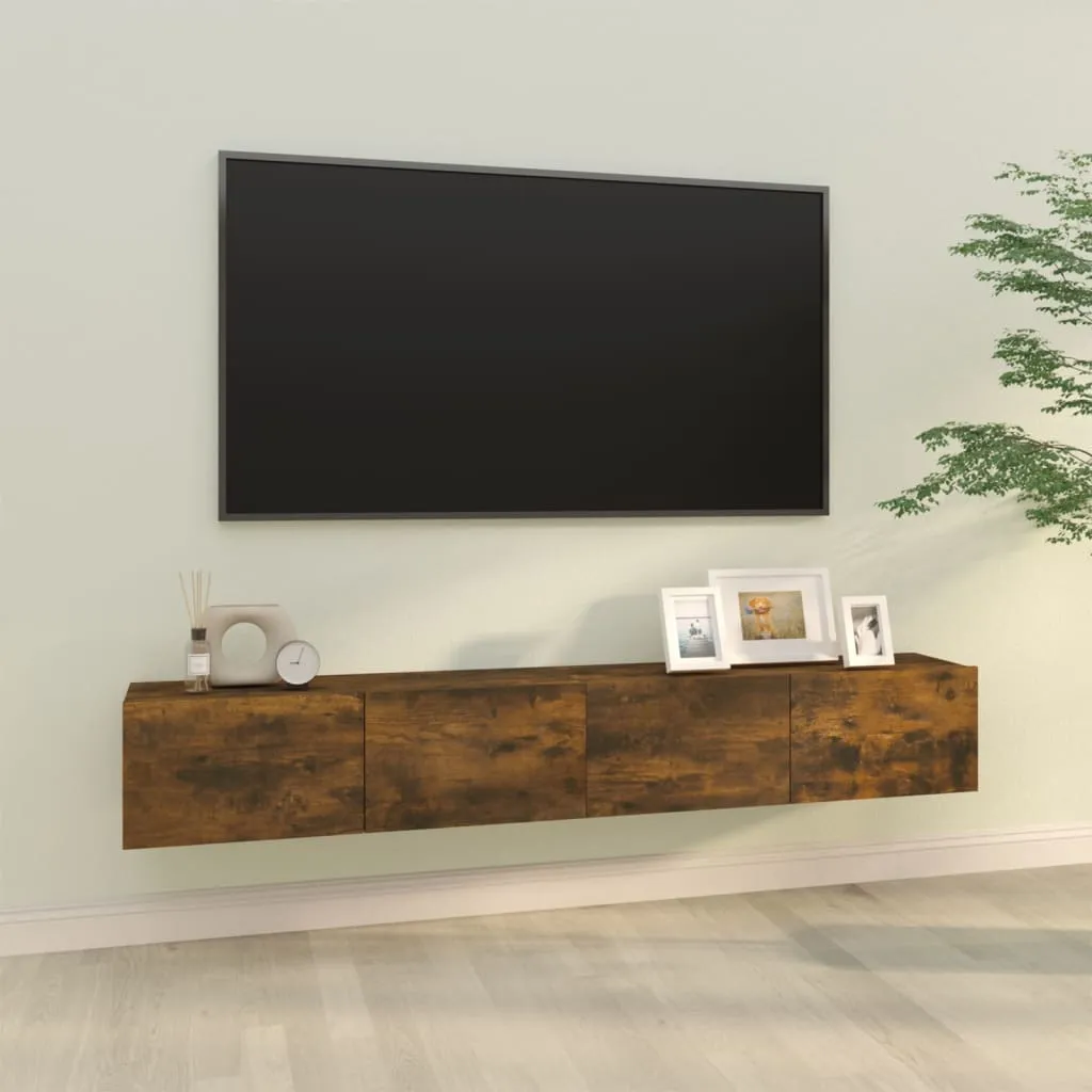 vidaXL Mobili TV da Parete 2pz Rovere Fumo 100x30x30 Legno Multistrato