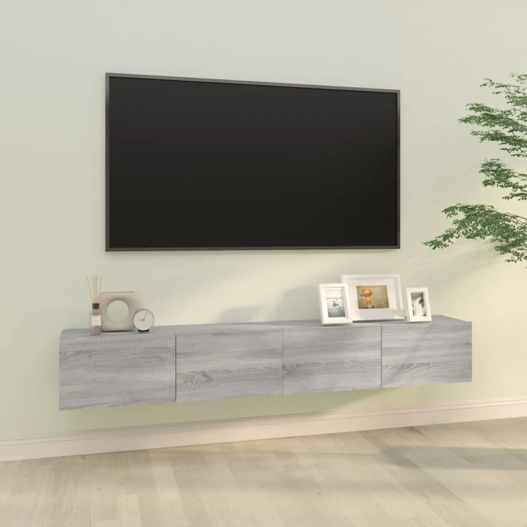 vidaXL Mobili TV Parete 2pz Grigio Sonoma 100x30x30 Legno Multistrato