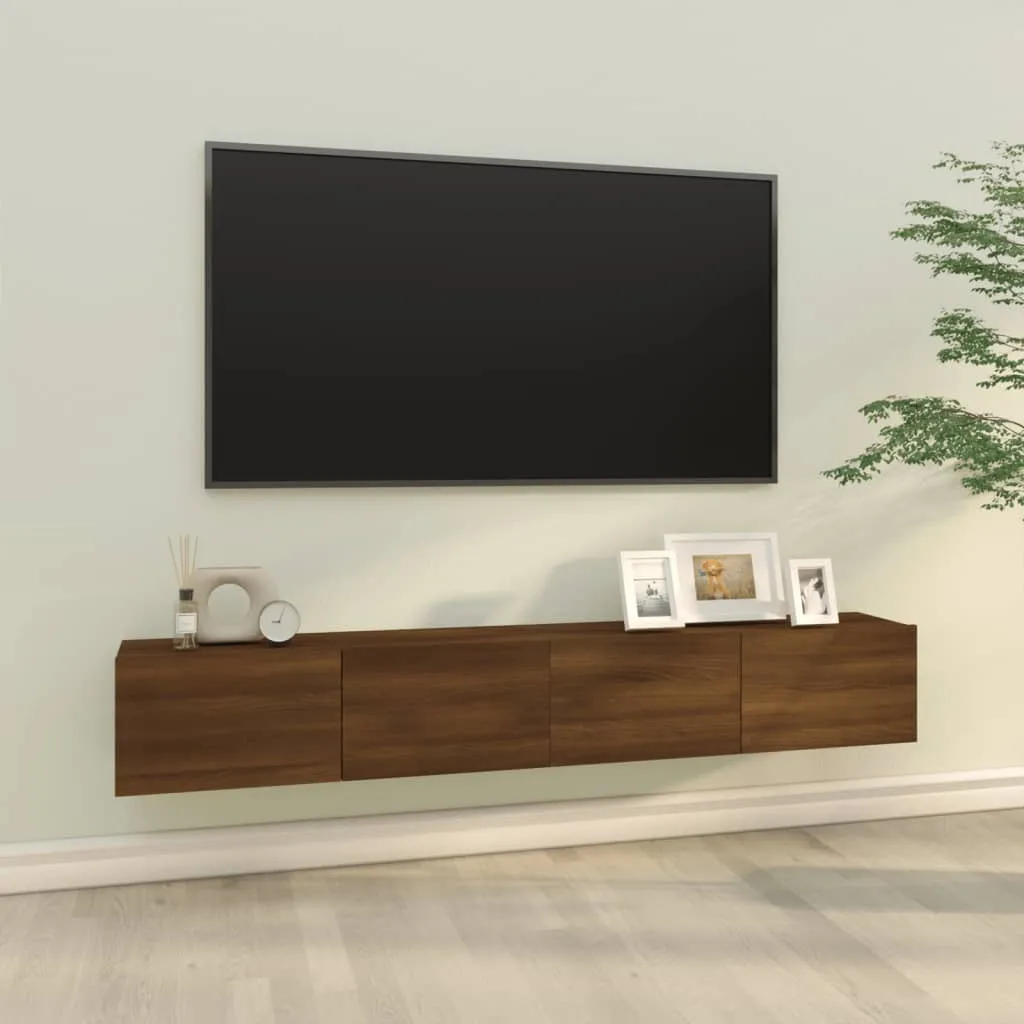 vidaXL Mobili TV Parete 2pz Rovere Marrone 100x30x30 Legno Multistrato