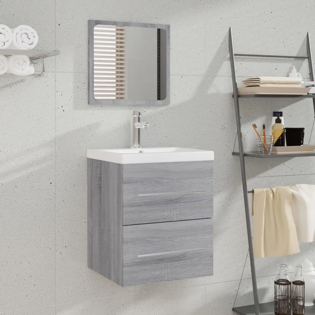 vidaXL Mobile da Bagno con Specchio Grigio Sonoma 41x38,5x48 cm