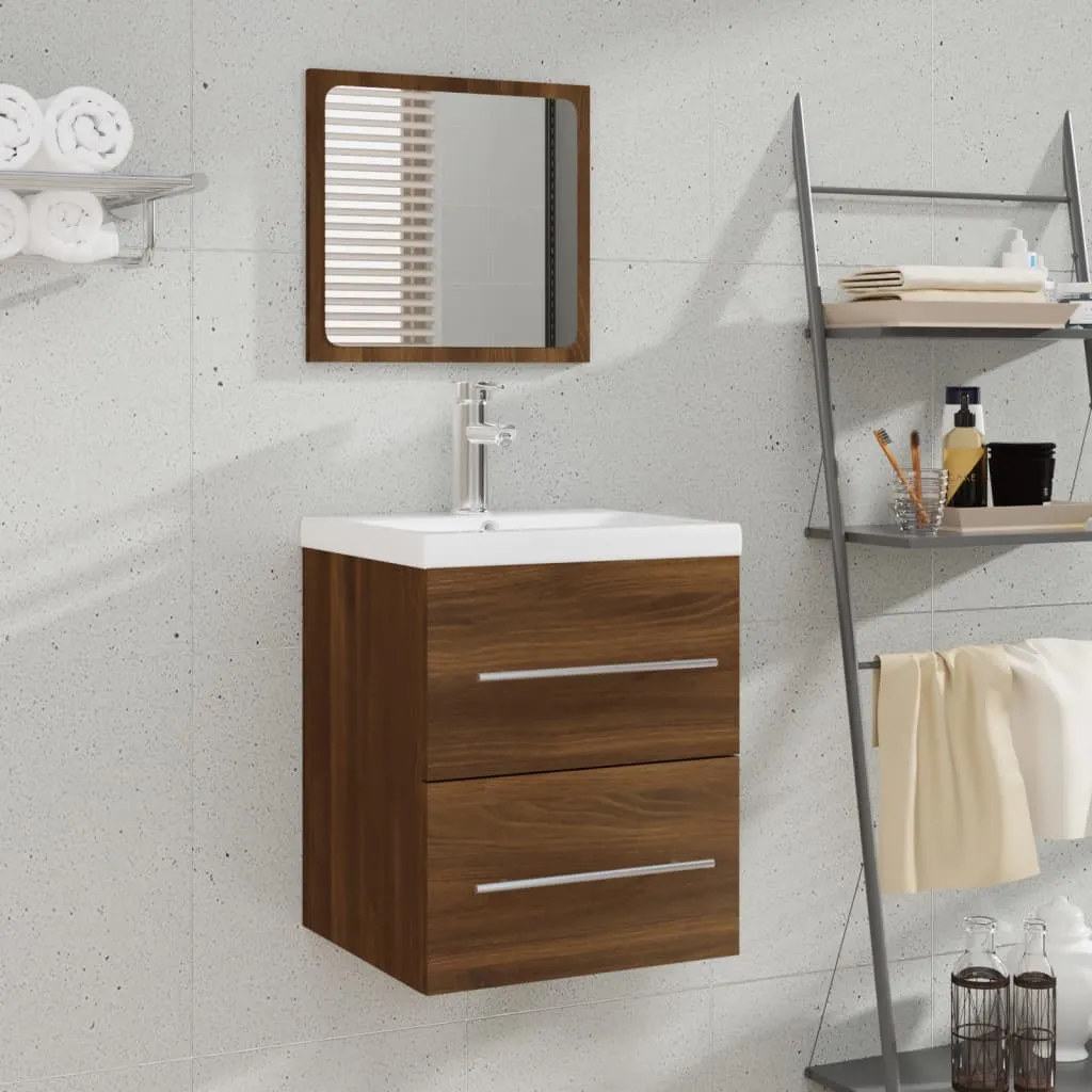 vidaXL Mobile da Bagno con Specchio Rovere Marrone 41x38,5x48 cm