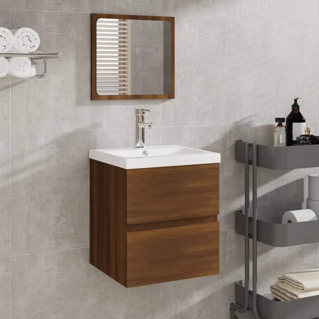 vidaXL Mobile da Bagno con Specchio Rovere Marrone Legno Multistrato