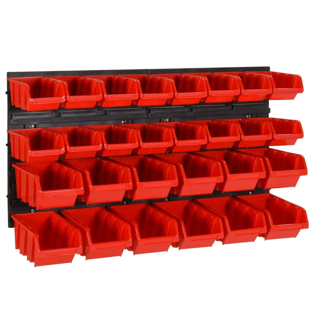 vidaXL Set da Officina 30 pz Rosso e Nero 77x39 cm in Polipropilene