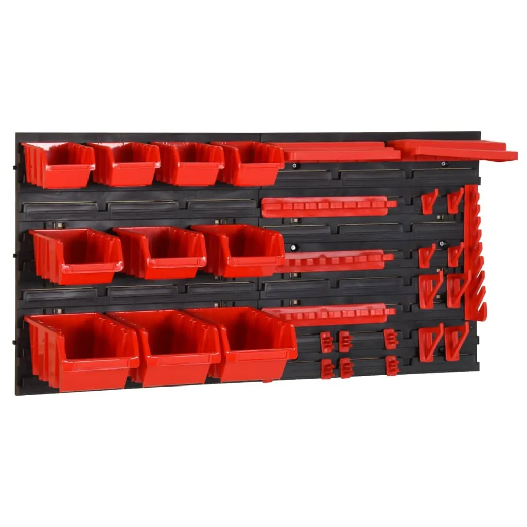 vidaXL Set da Officina 35 pz Rosso e Nero 77x39 cm in Polipropilene