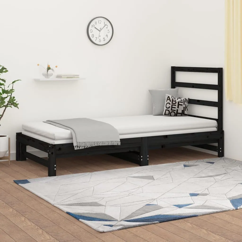 vidaXL Dormeuse Estraibile Nera 2x(90x200) cm Legno Massello di Pino