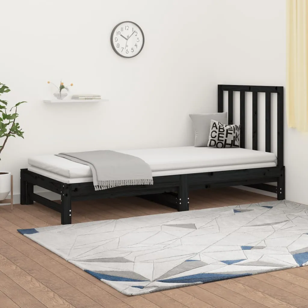 vidaXL Dormeuse Estraibile Nera 2x(90x200) cm Legno Massello di Pino