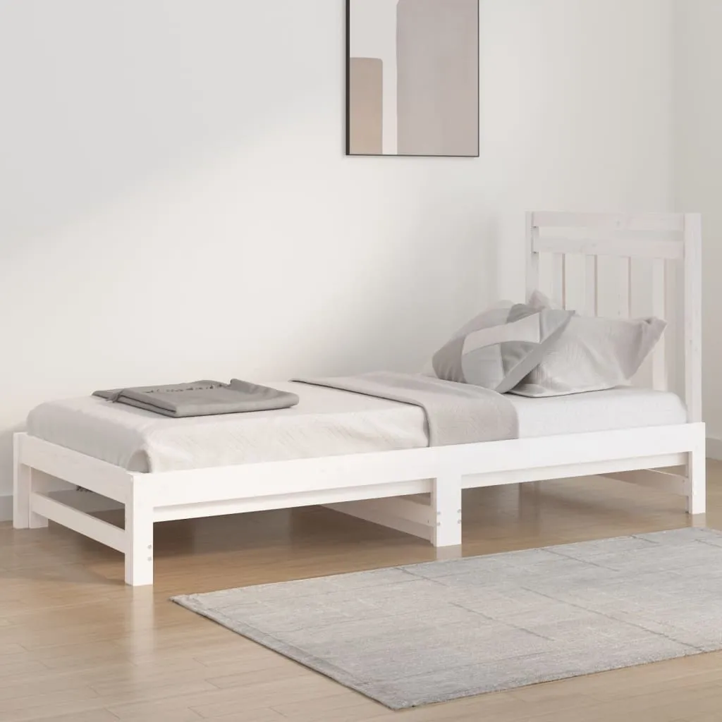 vidaXL Dormeuse Estraibile Bianca 2x(90x200) cm Legno Massello di Pino