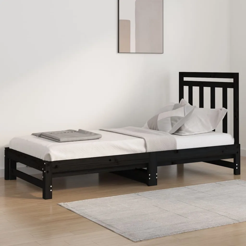 vidaXL Dormeuse Estraibile Nera 2x(90x200) cm Legno Massello di Pino