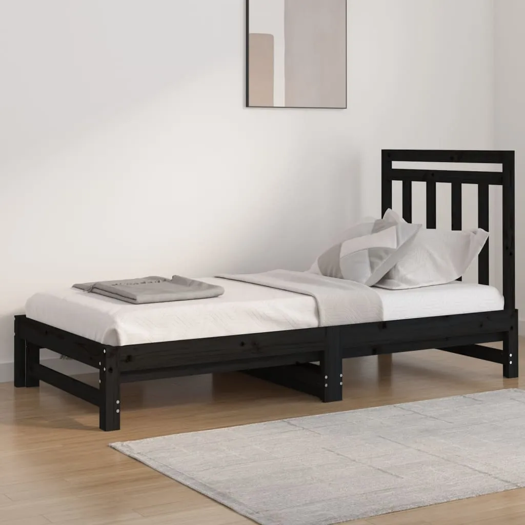 vidaXL Dormeuse Estraibile Nera 2x(90x190) cm Legno Massello di Pino