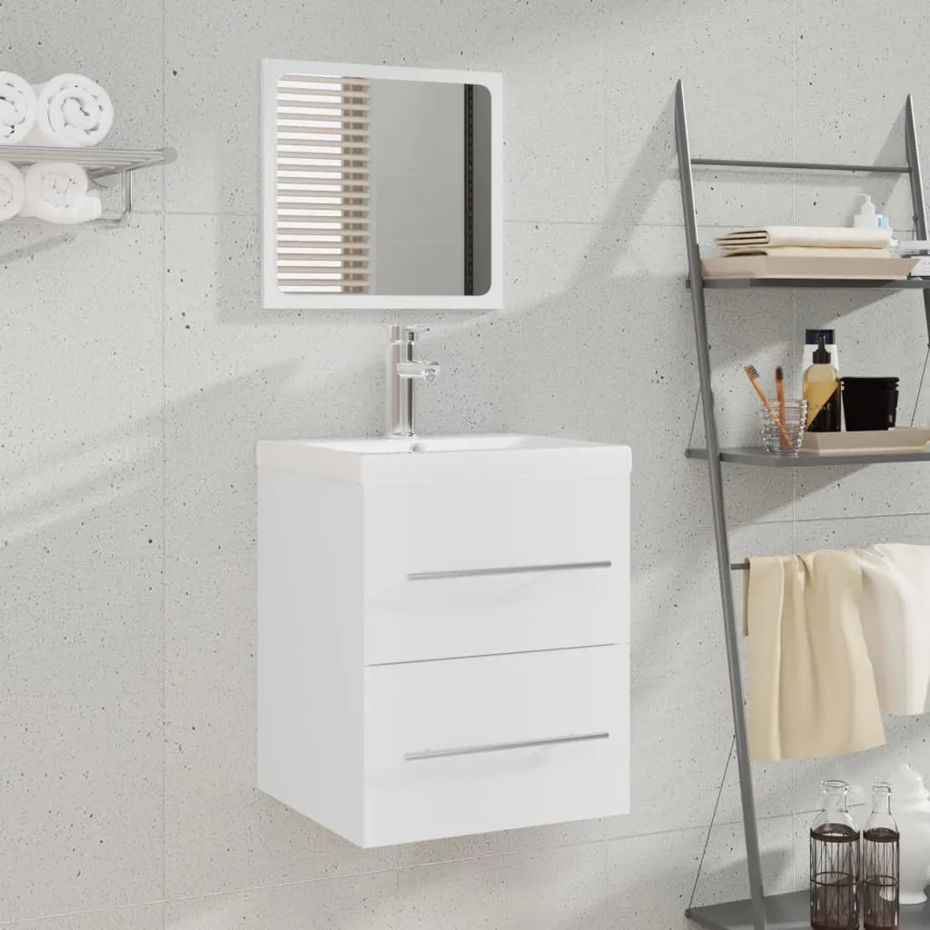 vidaXL Mobile Bagno con Lavabo Integrato Bianco in Legno Multistrato