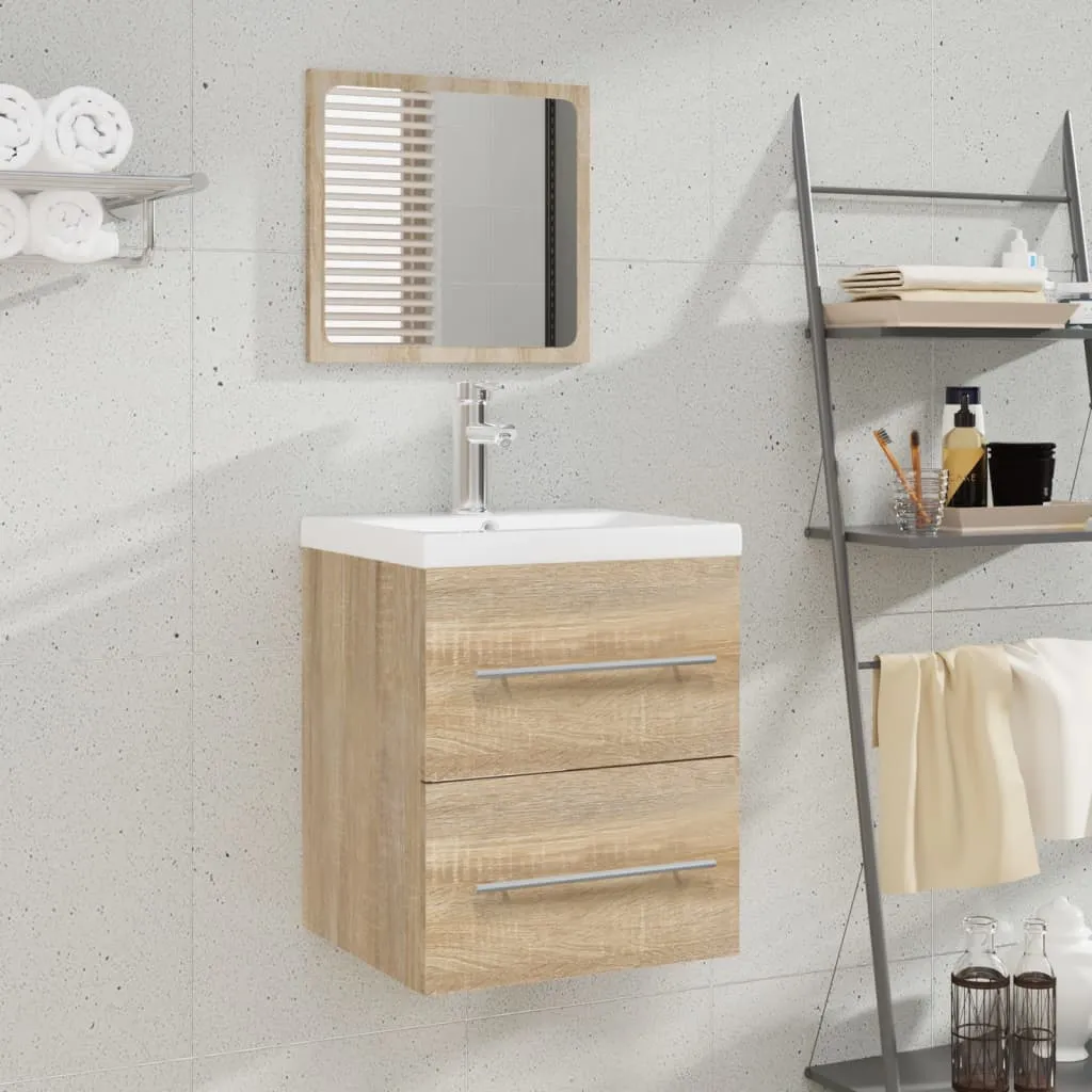 vidaXL Mobile Bagno e Lavabo Integrato Rovere Sonoma Legno Multistrato