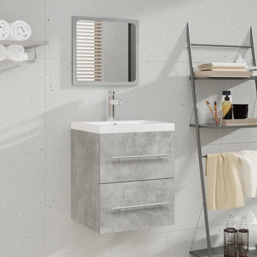 vidaXL Mobile Bagno Lavabo Integrato Grigio Cemento Legno Multistrato