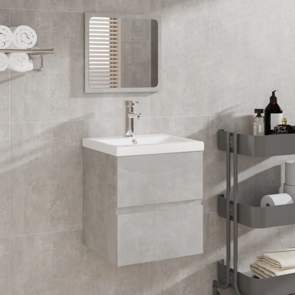 vidaXL Mobile da Bagno con Lavabo e Specchio Grigio Cemento