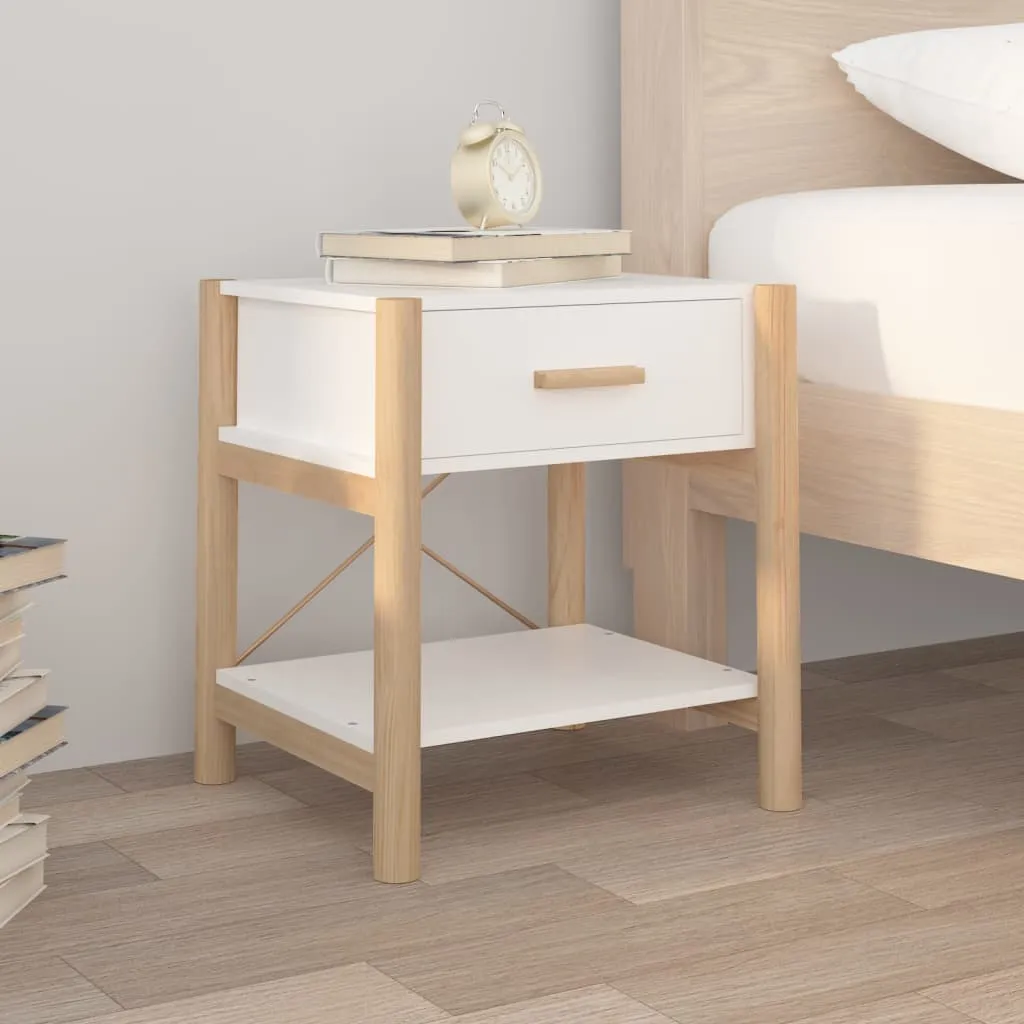 vidaXL Tavolino da Letto Bianco 42x38x45 cm in Legno Multistrato