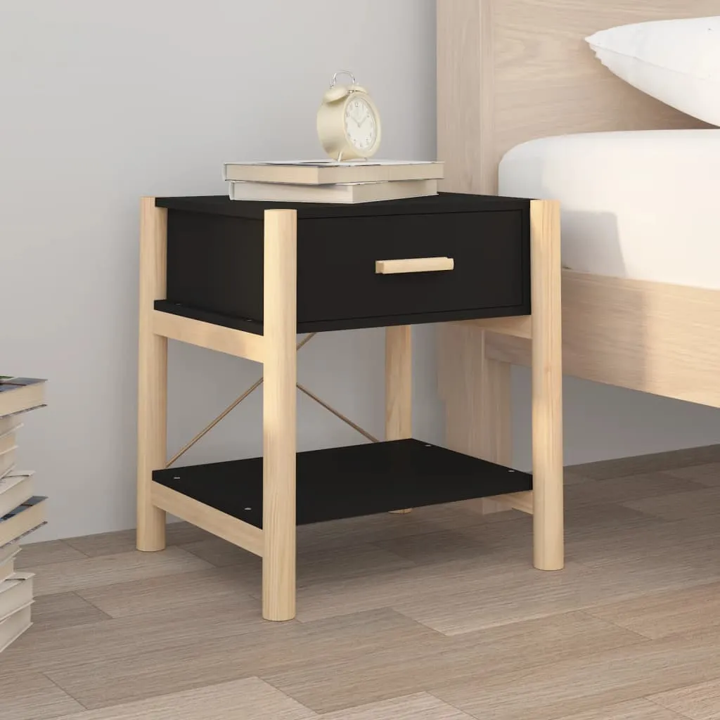 vidaXL Tavolino da Letto Nero 42x38x45 cm in Legno Multistrato