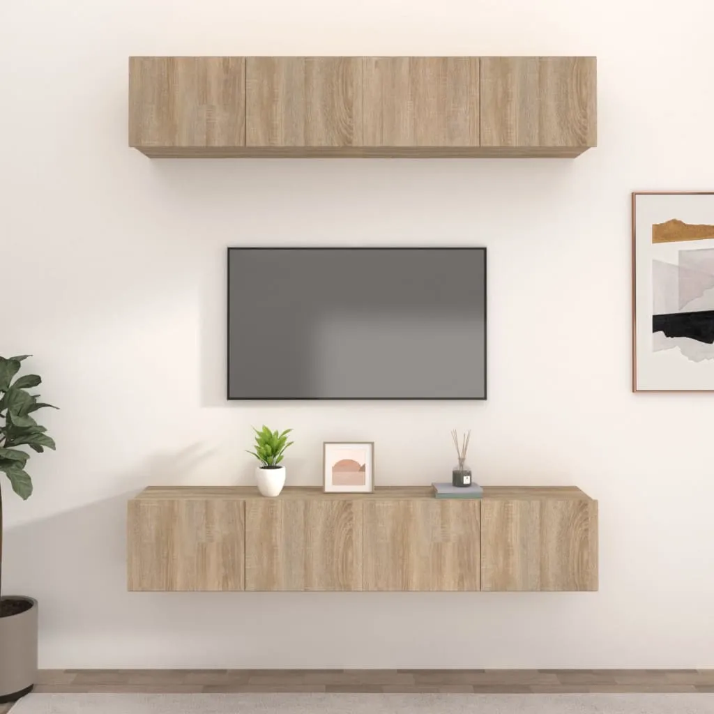 vidaXL Mobili TV 4 pz Rovere Sonoma 80x30x30 cm in Legno Multistrato