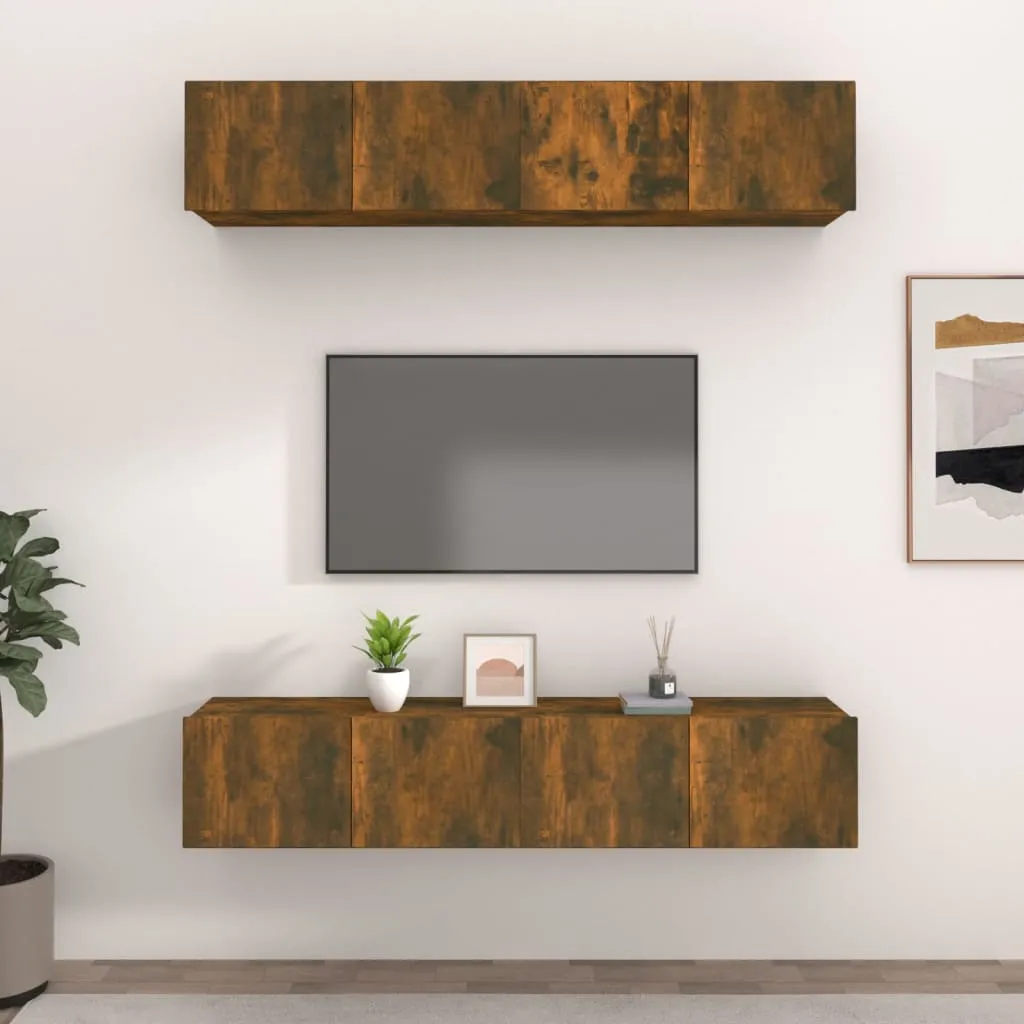 vidaXL Mobili TV 4 pz Rovere Fumo 80x30x30 cm in Legno Multistrato