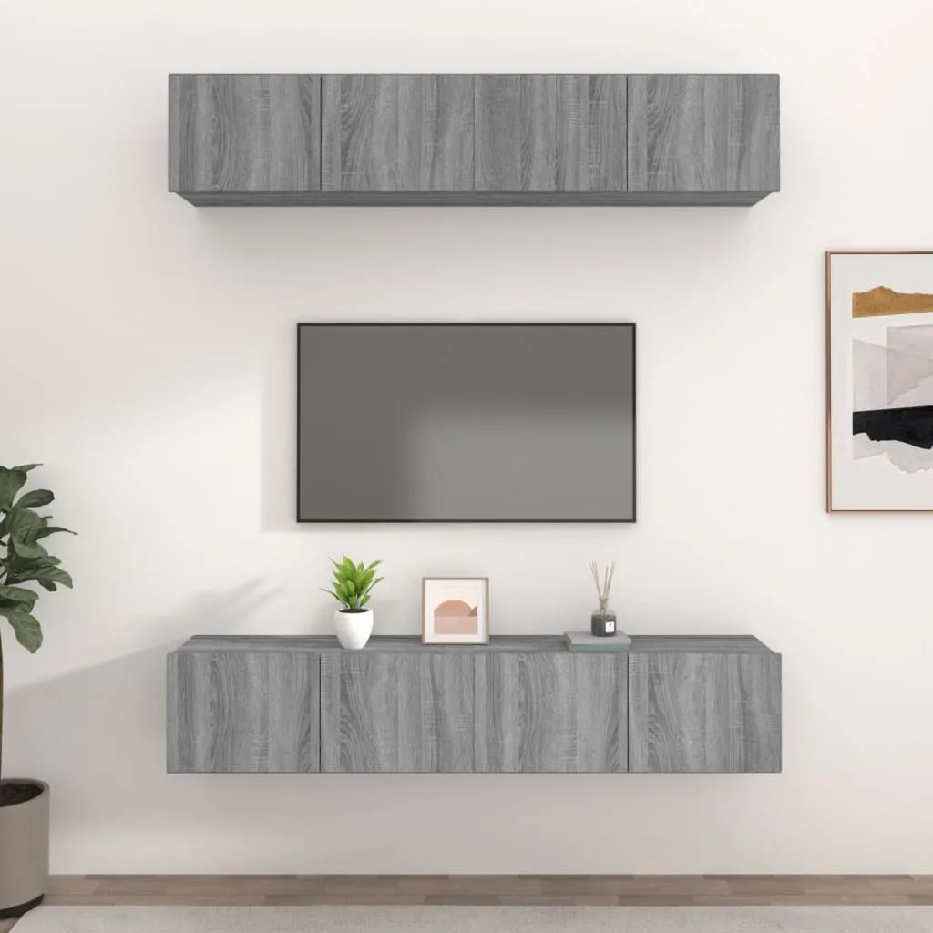 vidaXL Mobili TV 4 pz Grigi Sonoma 80x30x30 cm in Legno Multistrato