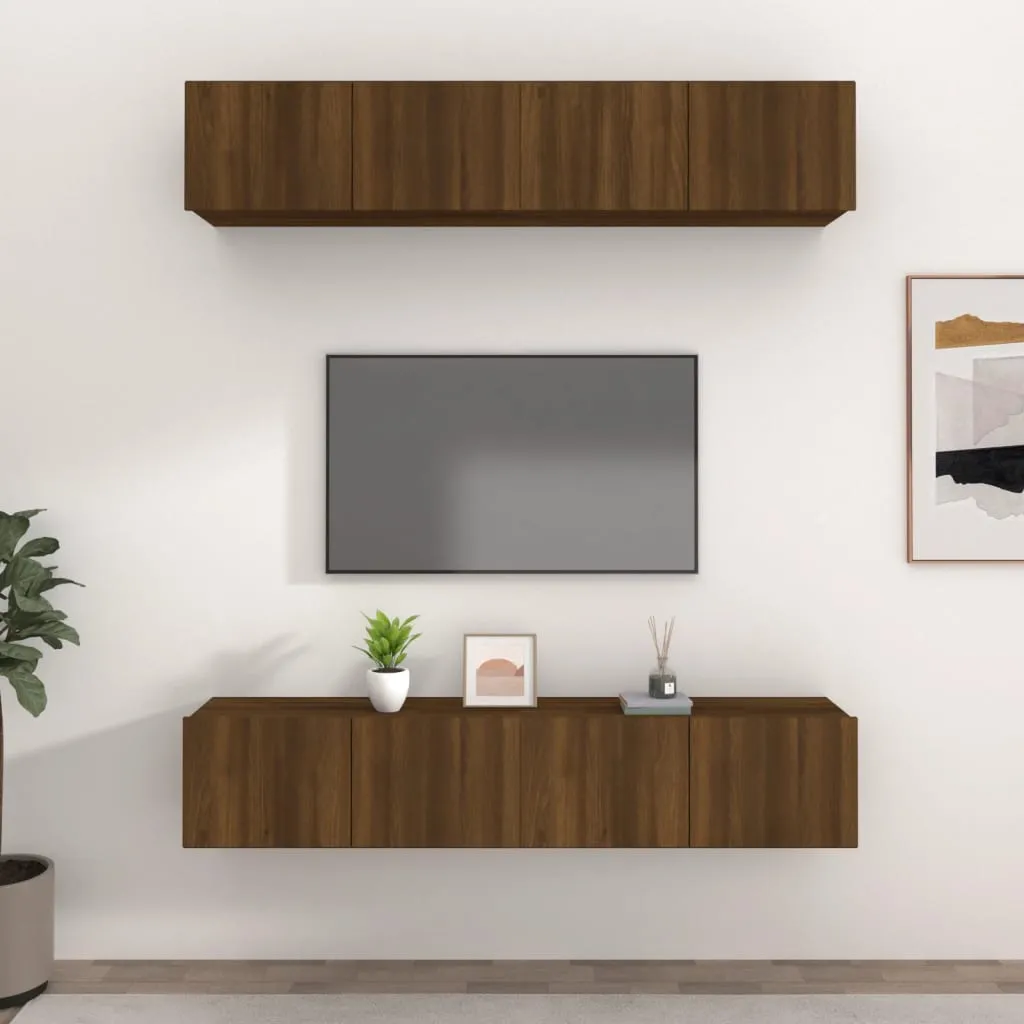 vidaXL Mobili TV 4 pz Rovere Marrone 80x30x30 cm in Legno Multistrato