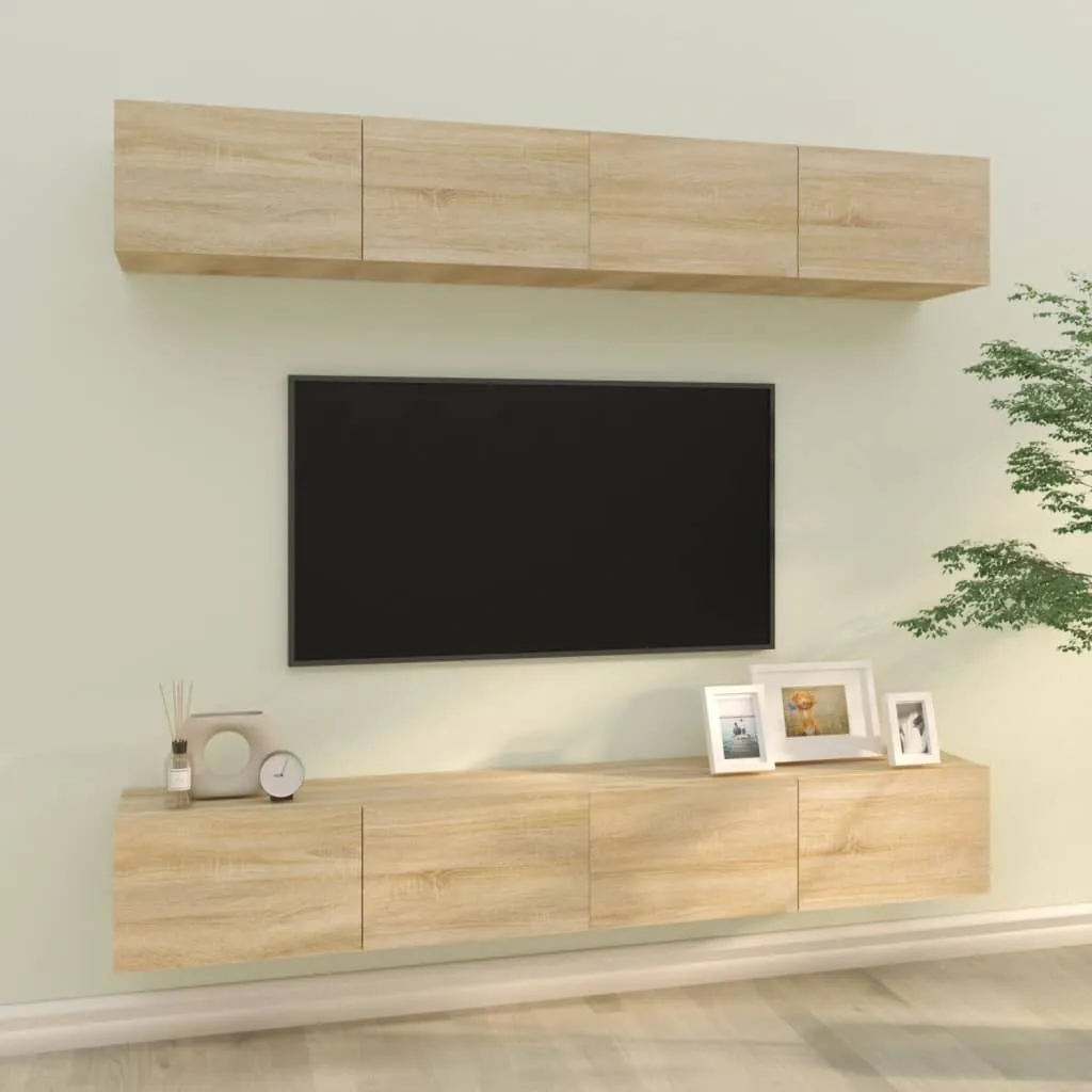 vidaXL Mobili Porta TV a Parete 4 pz Rovere Sonoma 100x30x30 cm