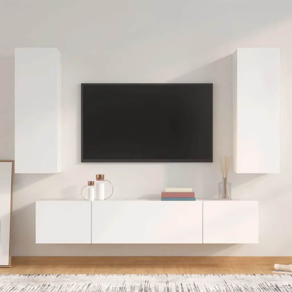 vidaXL Set di Mobili Porta TV 4 pz Bianco in Legno Multistrato