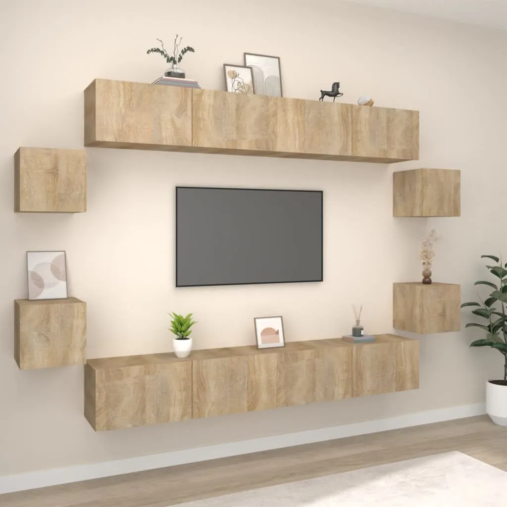 vidaXL Set Mobili Porta TV 8pz Rovere Sonoma in Legno Multistrato