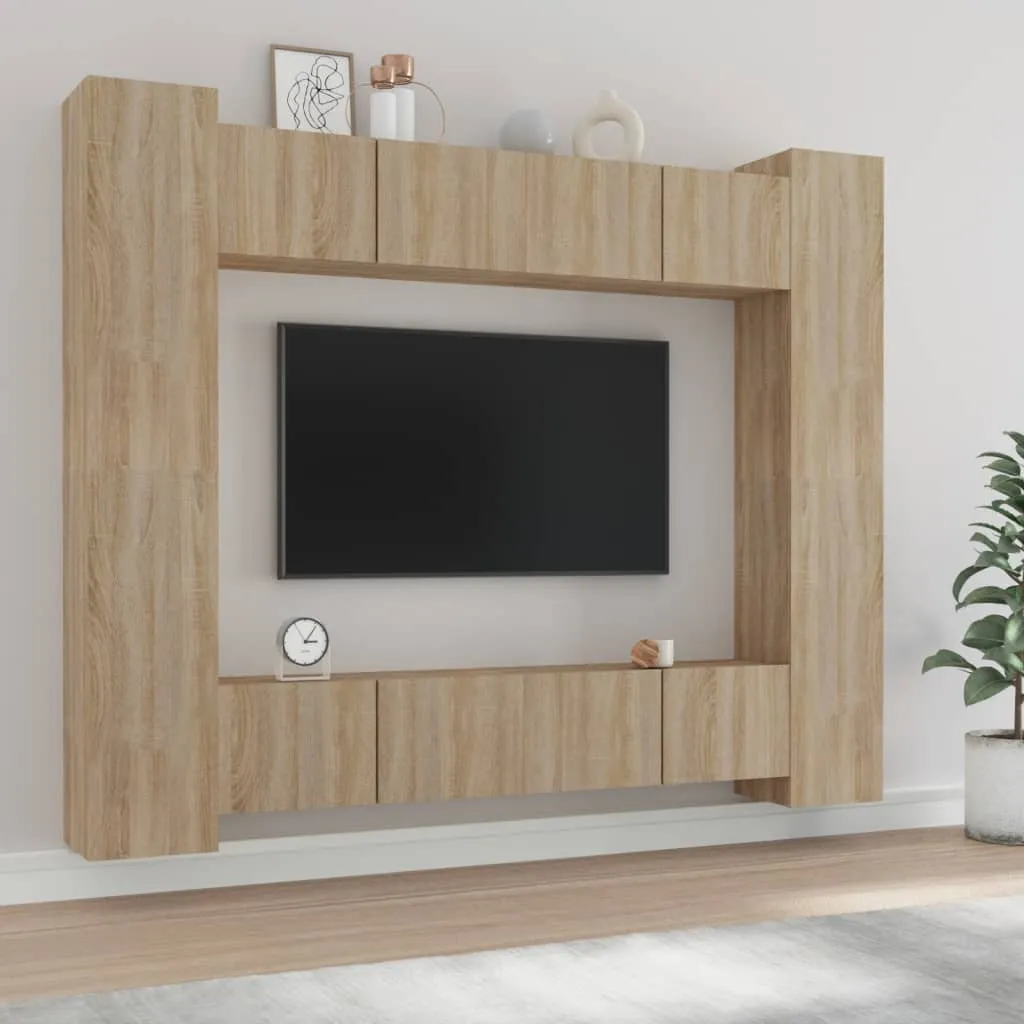 vidaXL Set Mobili Porta TV 8pz Rovere Sonoma in Legno Multistrato