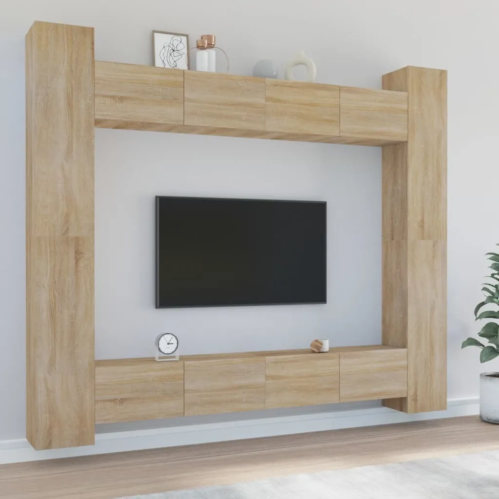 vidaXL Set Mobili Porta TV 8pz Rovere Sonoma in Legno Multistrato