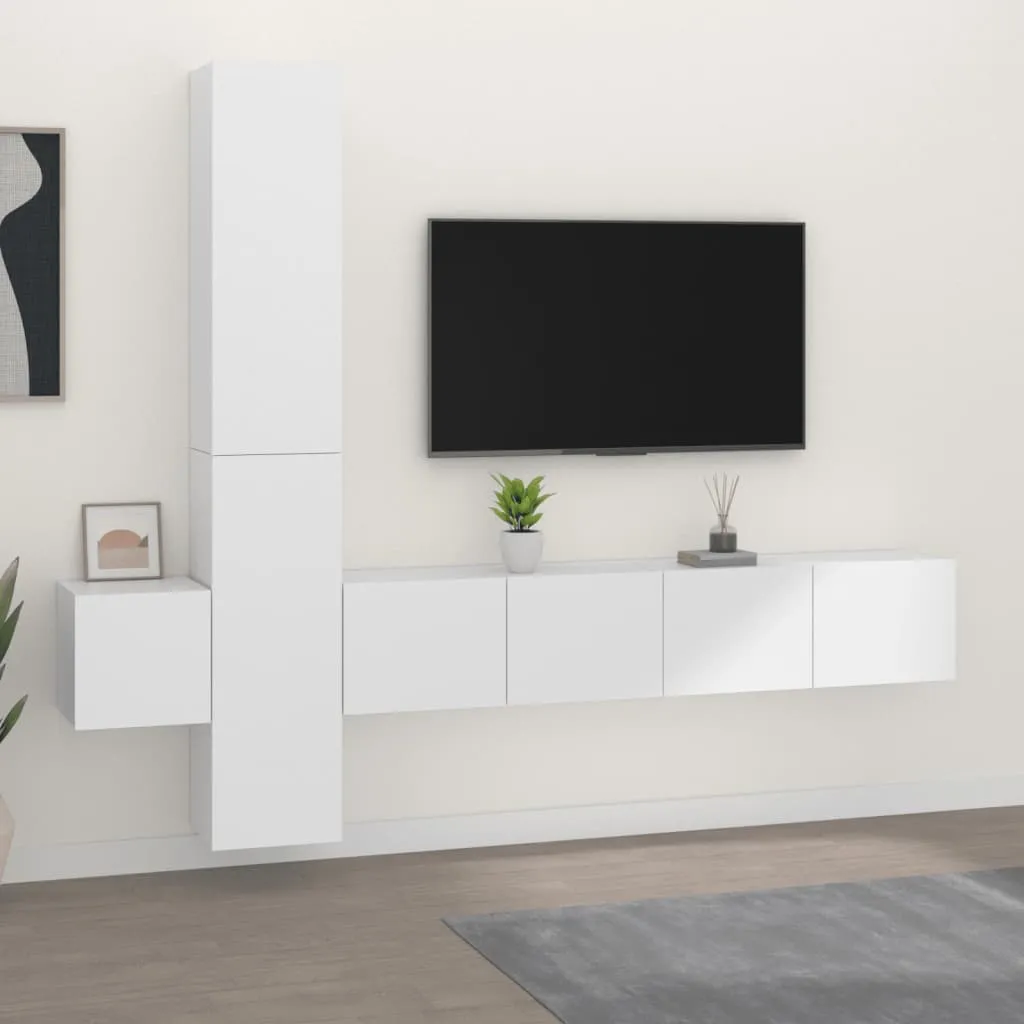 vidaXL Set di Mobili Porta TV 5 pz Bianco in Legno Multistrato