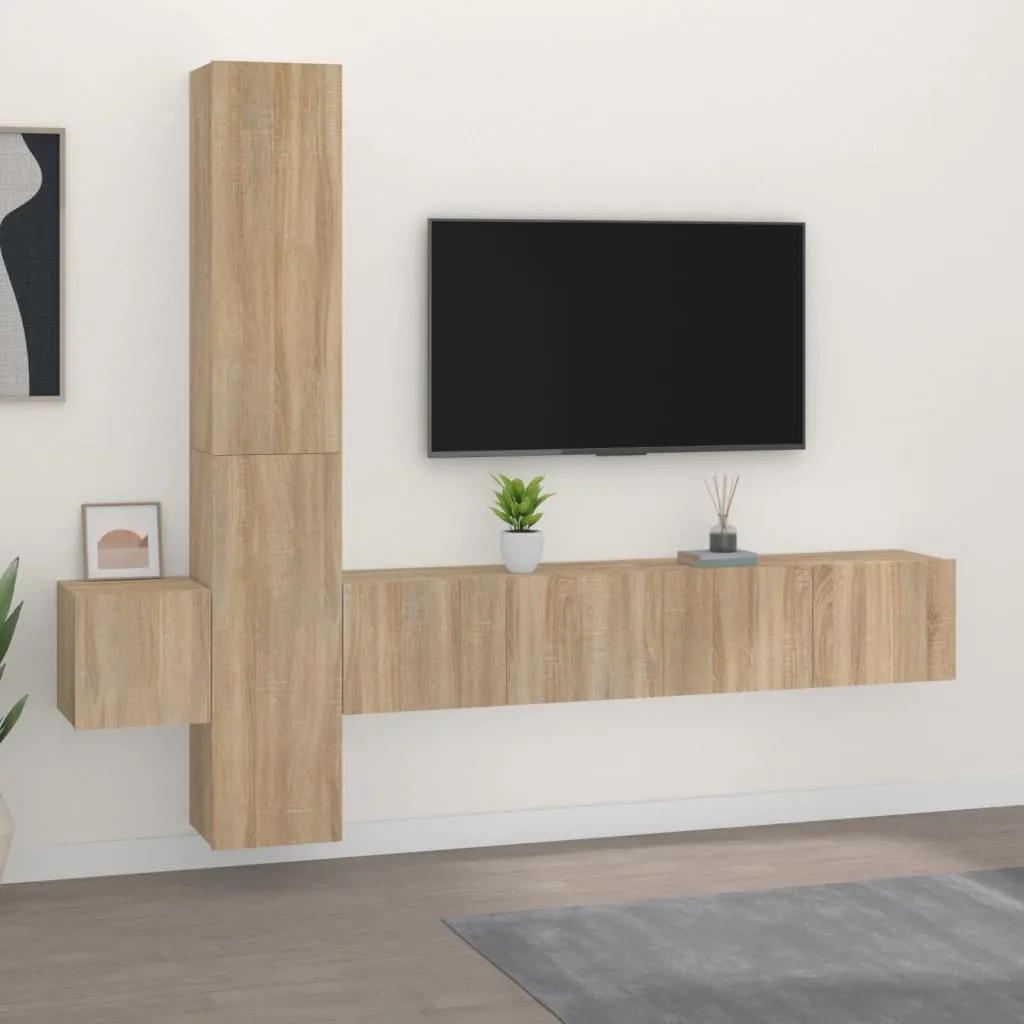 vidaXL Set di Mobili Porta TV 5 pz Rovere Sonoma in Legno Multistrato