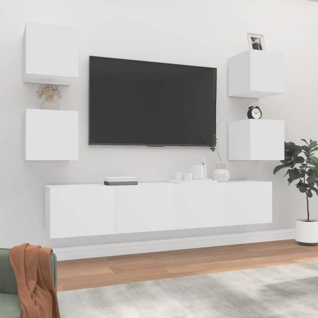 vidaXL Set di Mobili Porta TV 6 pz Bianco in Legno Multistrato