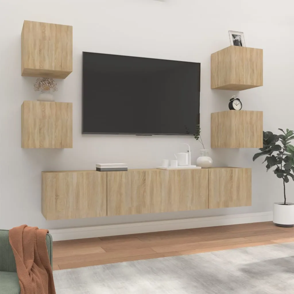 vidaXL Set di Mobili Porta TV 6 pz Rovere Sonoma in Legno Multistrato