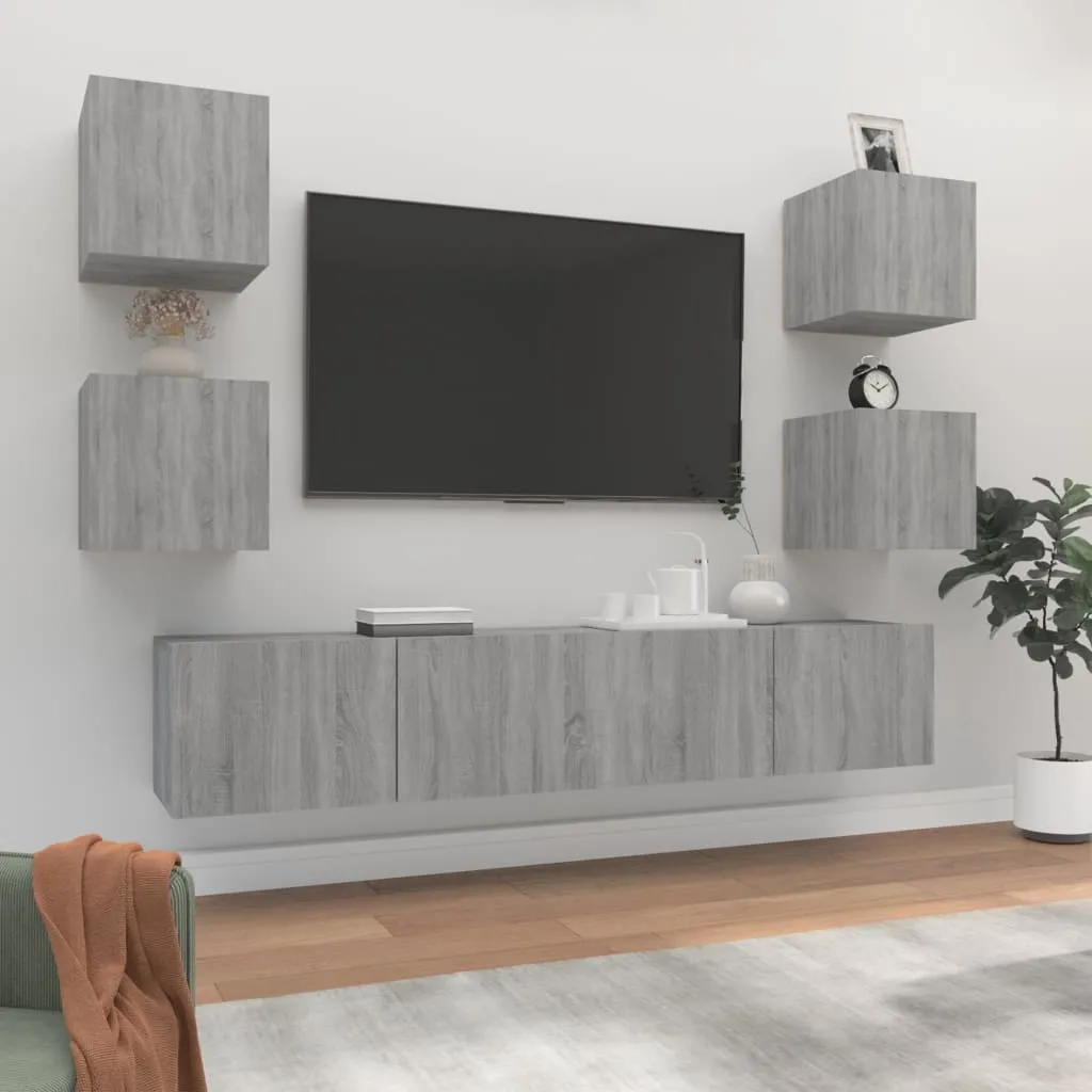 vidaXL Set di Mobili Porta TV 6 pz Grigio Sonoma in Legno Multistrato