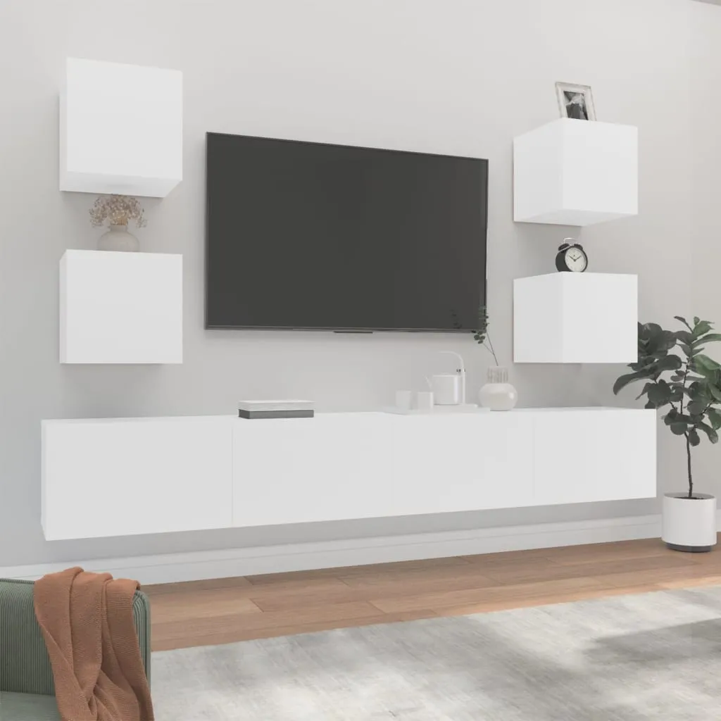 vidaXL Set di Mobili Porta TV 6 pz Bianco in Legno Multistrato