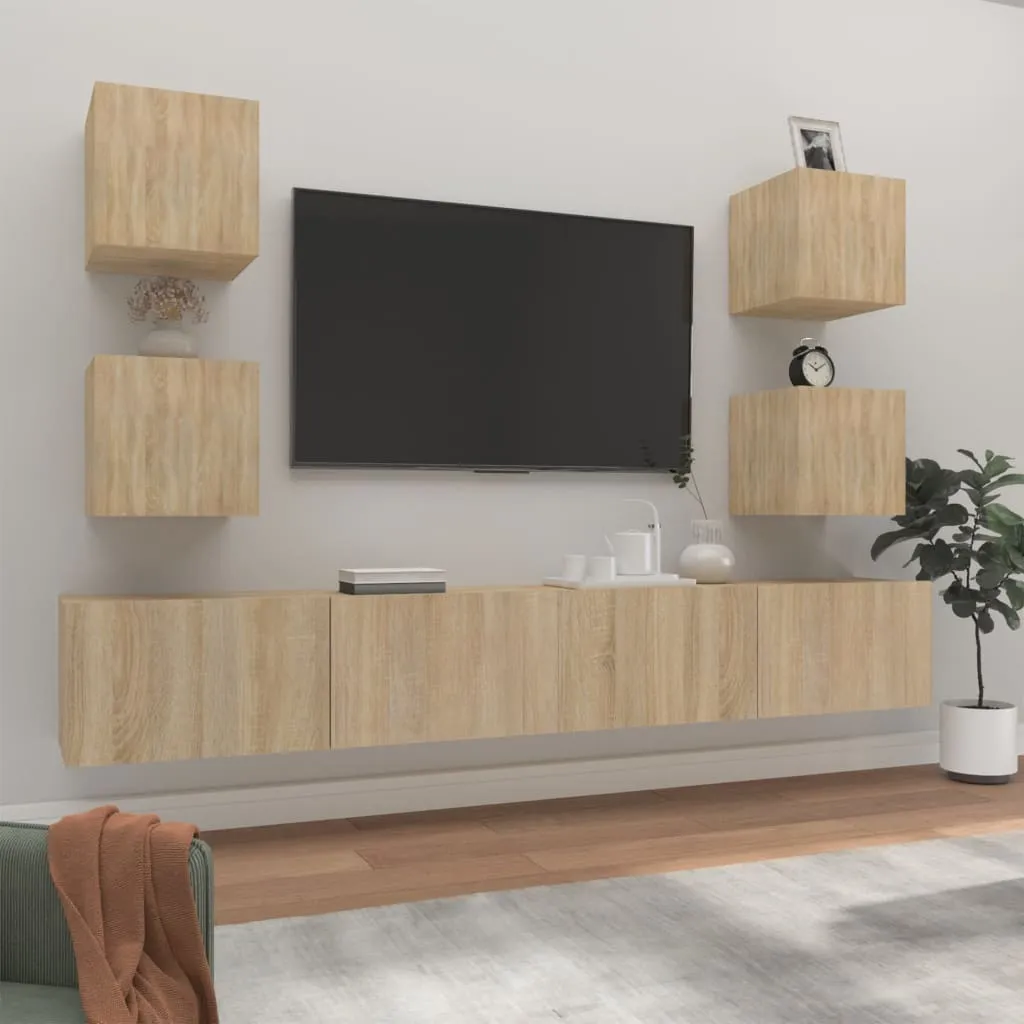 vidaXL Set di Mobili Porta TV 6 pz Rovere Sonoma in Legno Multistrato