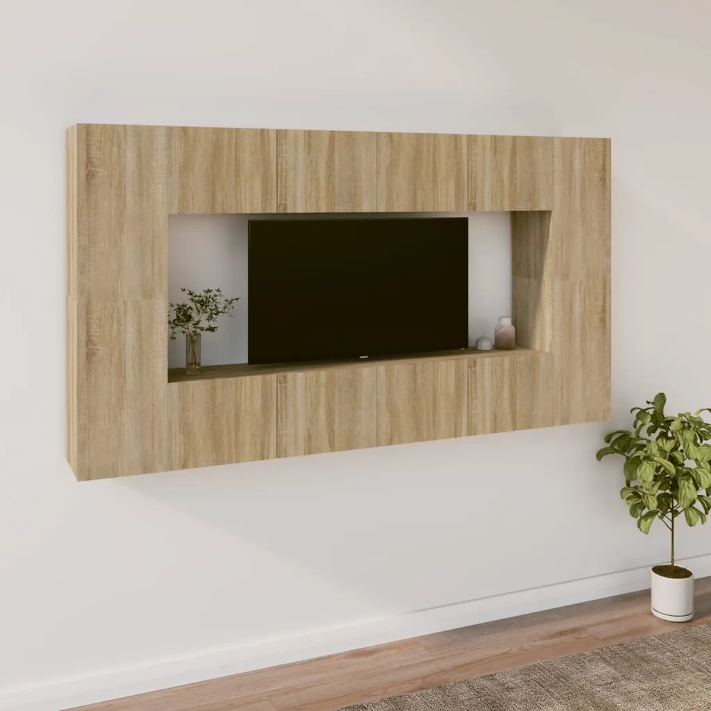 vidaXL Set Mobili Porta TV 8pz Rovere Sonoma in Legno Multistrato