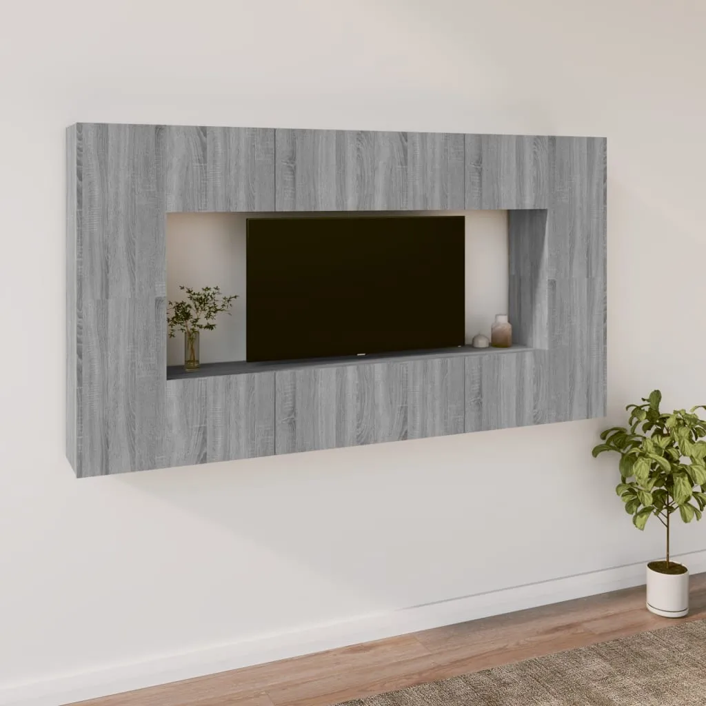 vidaXL Set Mobili Porta TV 8pz Grigio Sonoma in Legno Multistrato