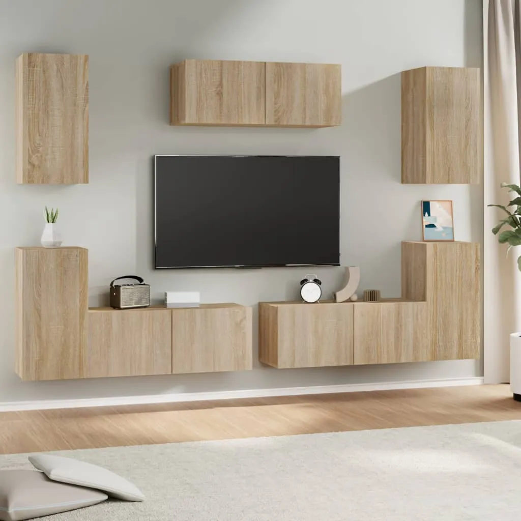 vidaXL Set di Mobili Porta TV 7 pz Rovere Sonoma in Legno Multistrato