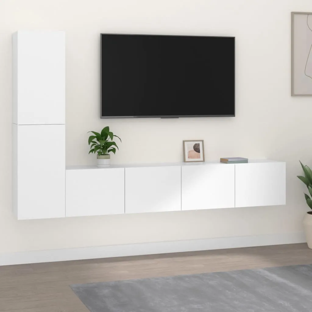 vidaXL Set di Mobili Porta TV 4 pz Bianco in Legno Multistrato