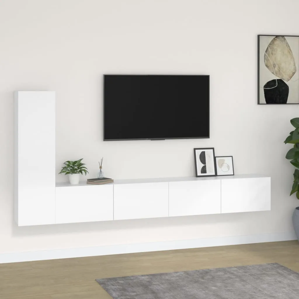 vidaXL Set Mobili Porta TV 3 pz Bianco in Legno Multistrato