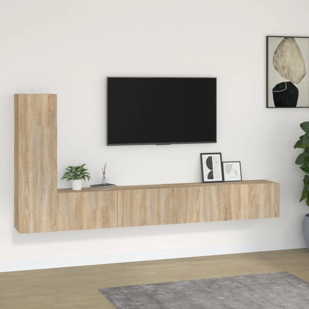 vidaXL Set di Mobili Porta TV 3 pz Rovere Sonoma in Legno Multistrato