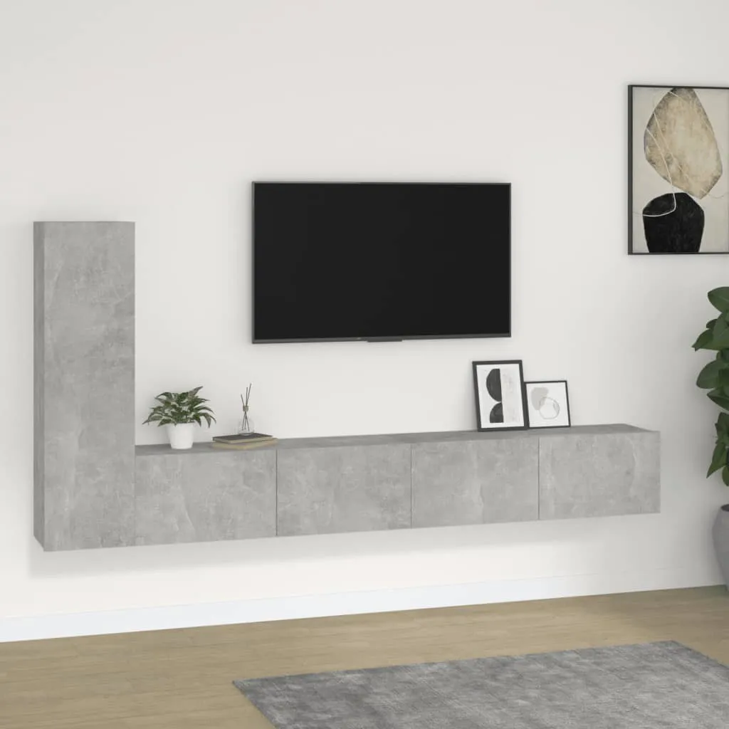 vidaXL Set di Mobili Porta TV 3 pz Grigio Cemento in Legno Multistrato