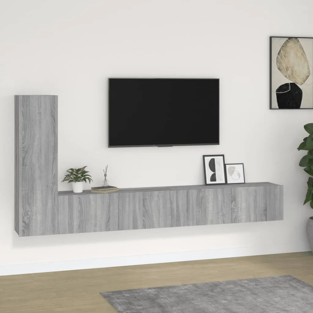 vidaXL Set Mobili Porta TV 3 pz Grigio Sonoma in Legno Multistrato