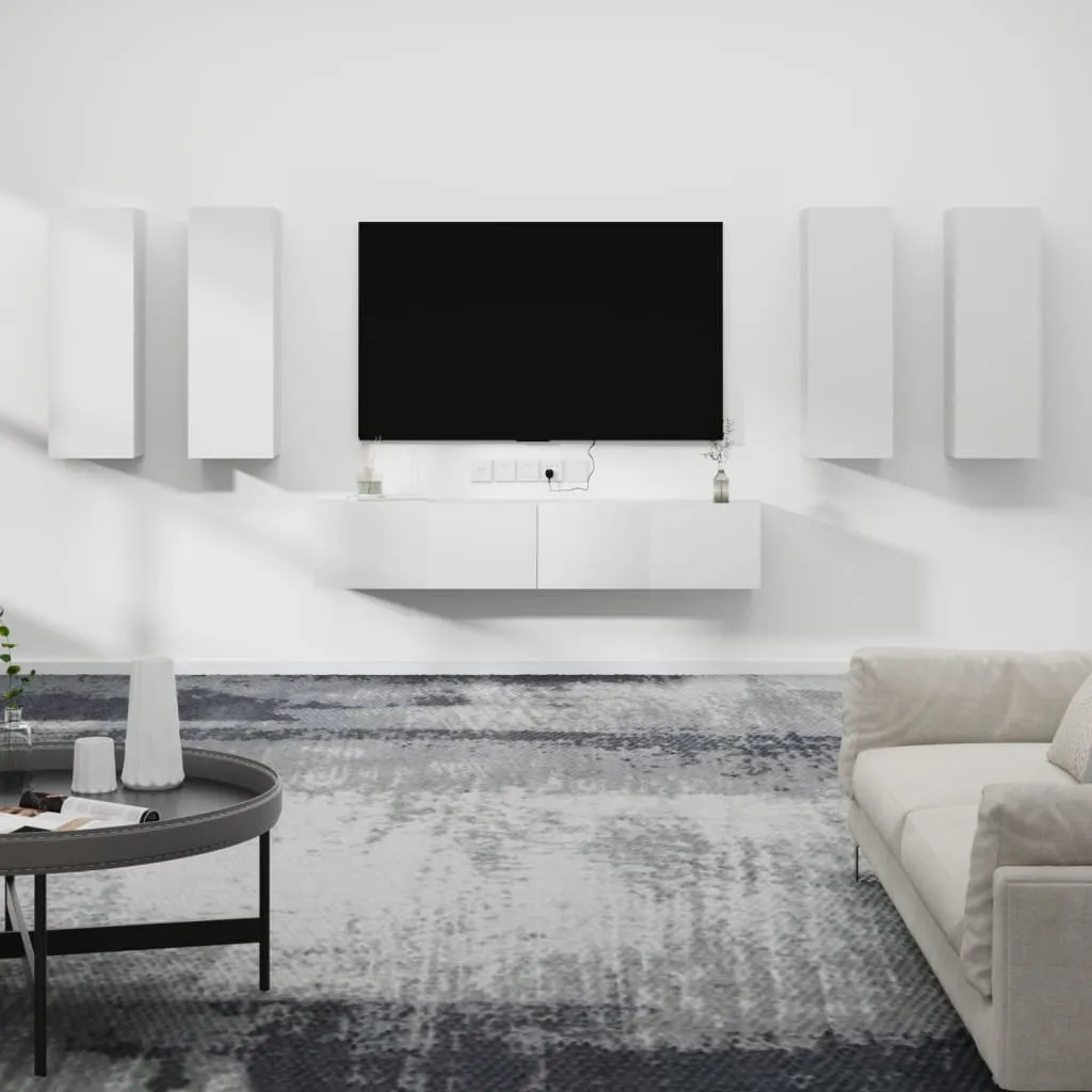 vidaXL Set di Mobili Porta TV 6 pz Bianco in Legno Multistrato