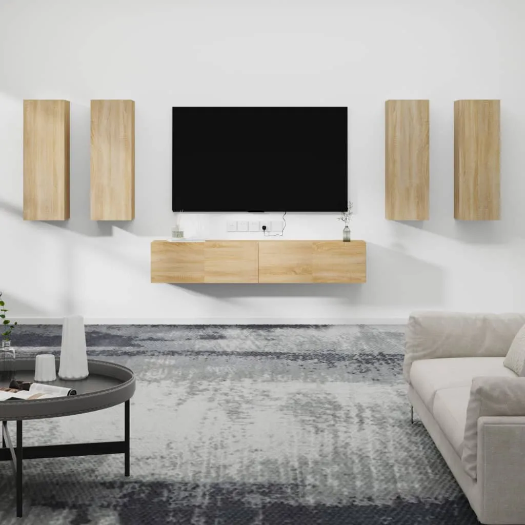 vidaXL Set di Mobili Porta TV 6 pz Rovere Sonoma in Legno Multistrato